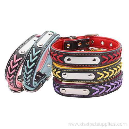 Hot Selling Durable Luxury Leather Engrave Dog Collar